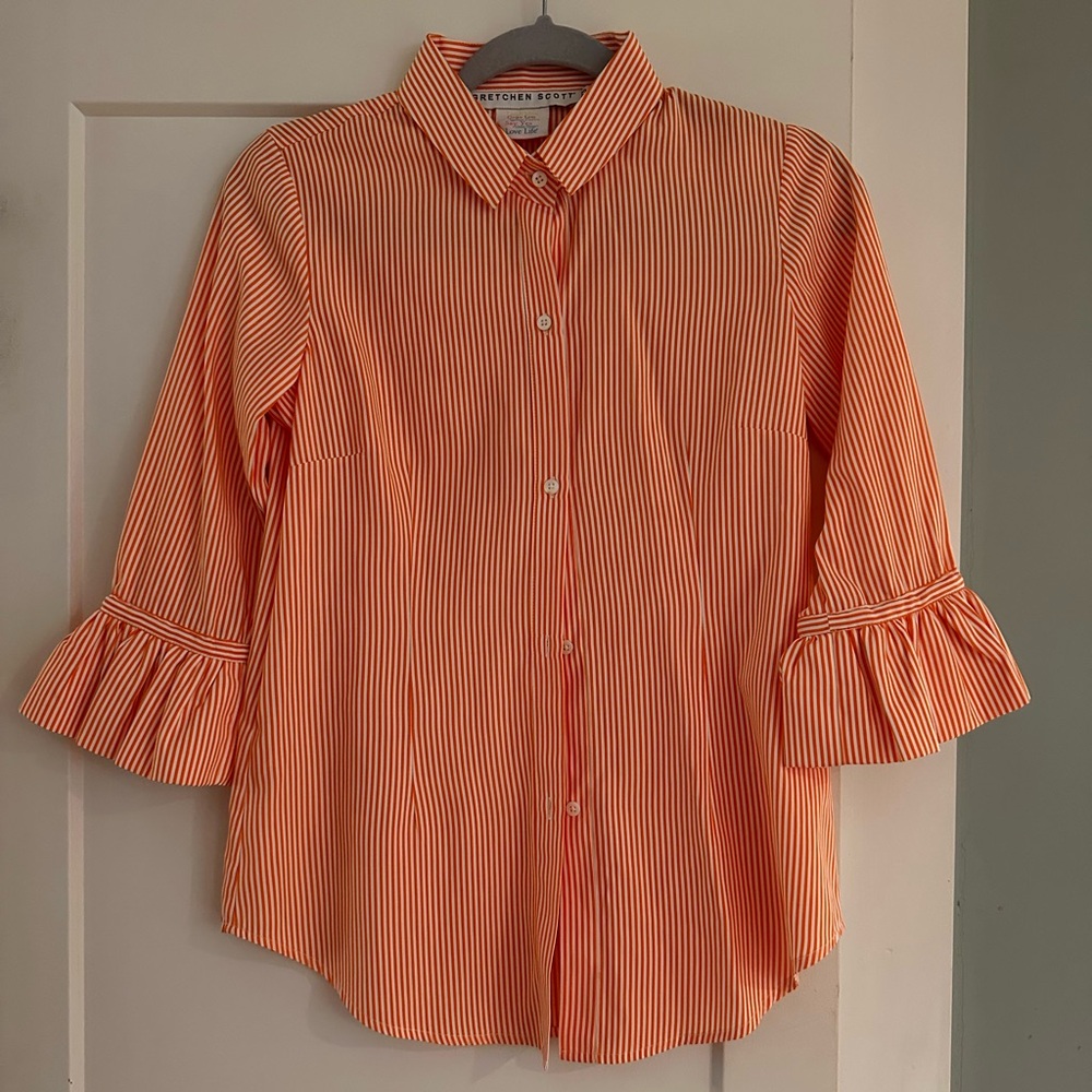 Gretchen Scott Designs Orange Striped Shirt  XS